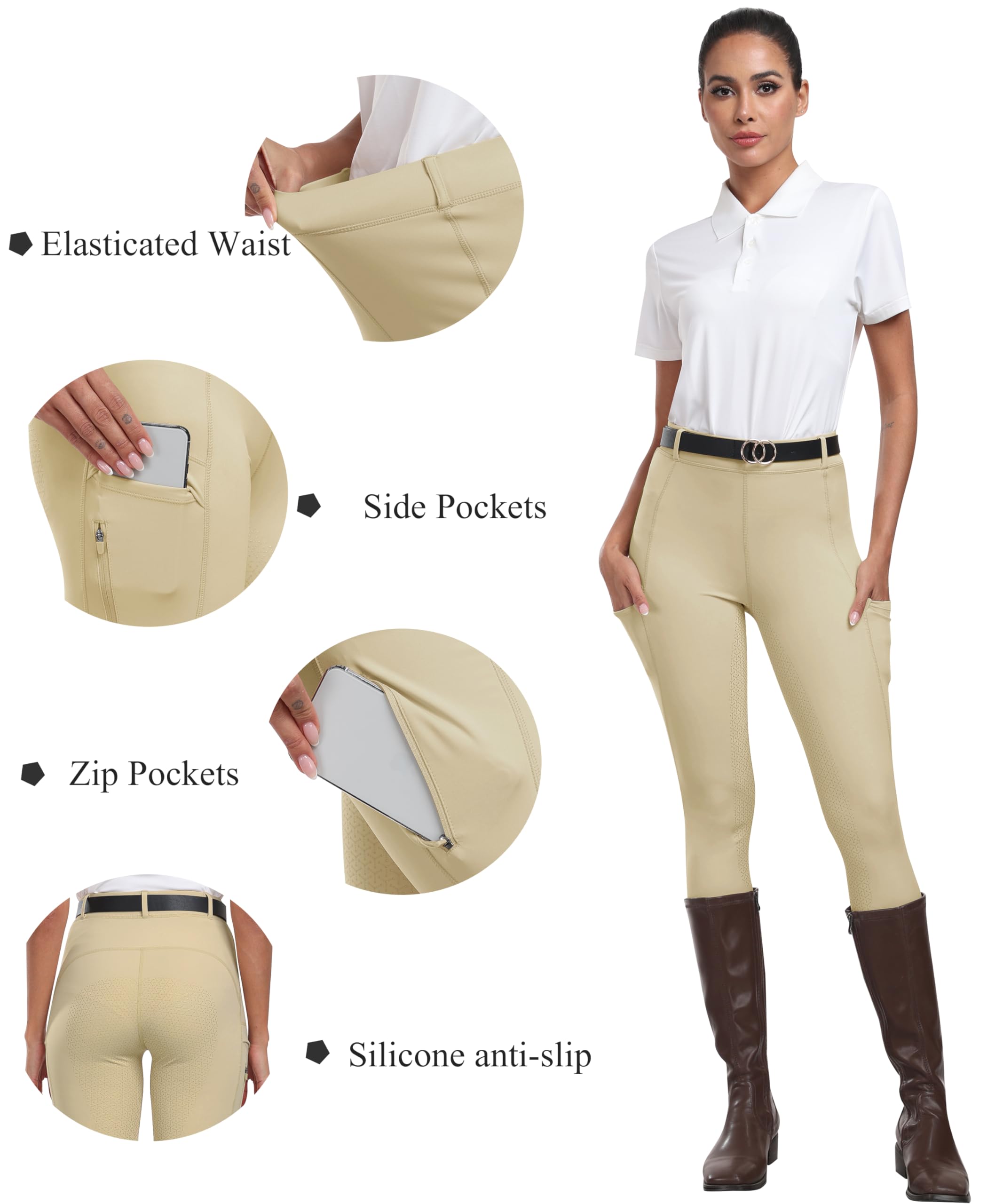 MoFiz Pantalones Hipica Mujer Pantalones Ecuestres Silicon Full Seat Mallas Equitacion Pantalones para Verano — view 6