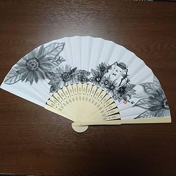 水墨画 扇子デザイン 鳥と植物 木箱付き 水墨画 扇子デザイン 鳥と植物 木箱付き 手描き高級扇子｜紳士用扇子