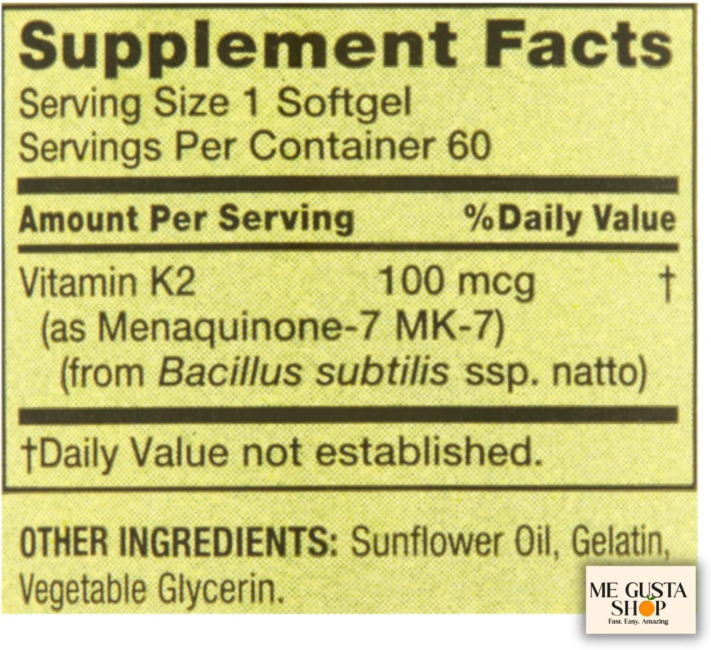 Spring Valley Vitamin K2 100 mcg, 60 Softgels Includes Pill Organizer