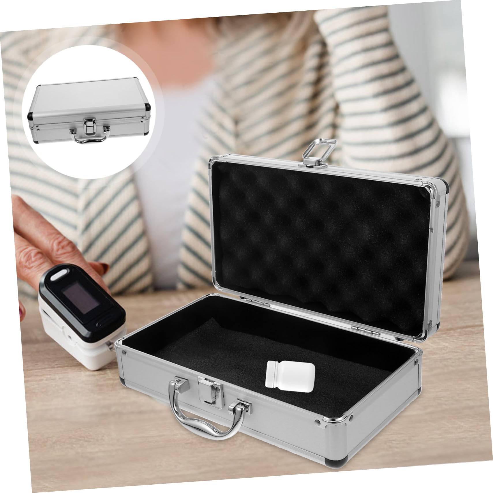 Caja Multiusos de Aleación de Aluminio Cerradura, Maletín Portátil para Medicamentos y Piezas, Gran Capacidad Diseño de Asa para Uso en Garaje o Negocio