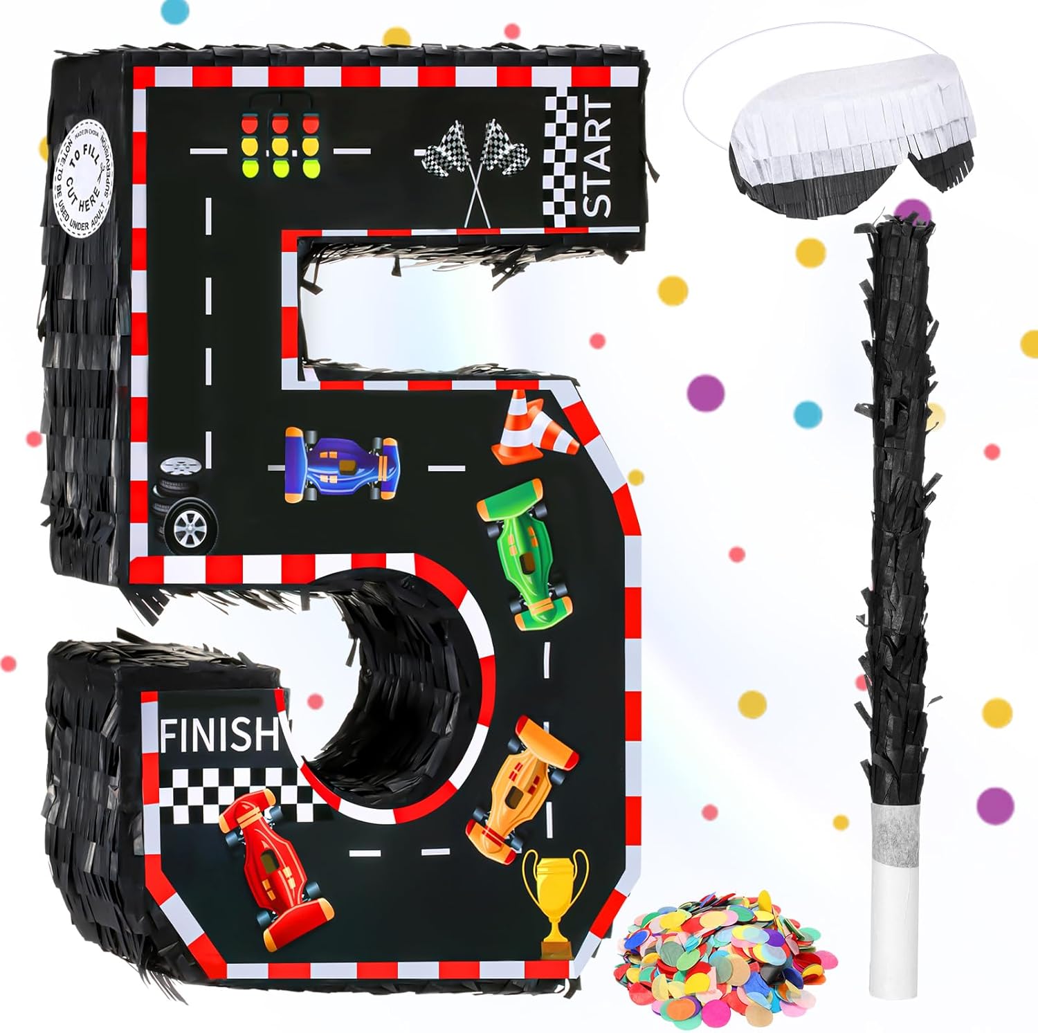 Amazon.com: Sratte Race Car Number Piñata Small Racing Piñata with ...