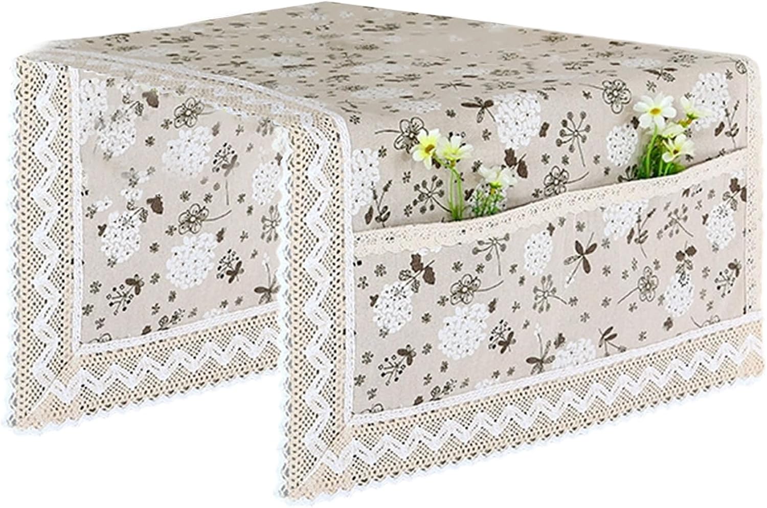 Natural Fiber Appliance Cover Multi-Pocket Design Fabric Protector For Countertops Multipurpose Fridge Cover