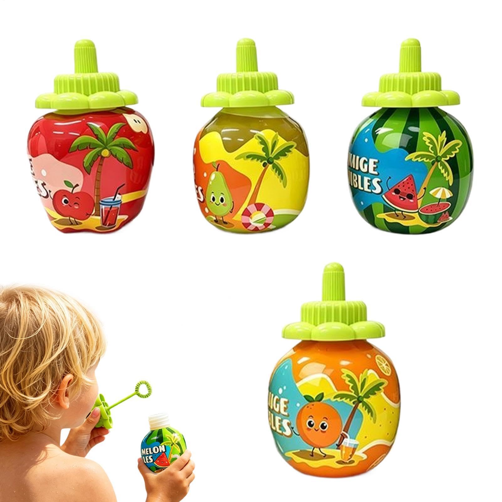 Spill-Proof Bubble Bottles - ABS 6.5x6.5x11cm | No-Leak Wand Toy | Set Of 4 Pieces Unbreakable Bubble Solution Container | For Kids Outdoor Play