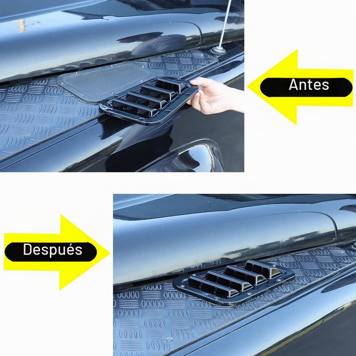 1 par de cubiertas de ventilación para el capó delantero del coche, molduras laterales de acero para la entrada de aire, cubierta de nieve, compatible con LR Defender 90 110 2004-2019