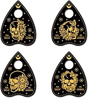 Vista 1 de CREATCABIN 4 piezas de calaveras Planchette Spirit Board soporte de cristal de madera, mini esfera de cristal, soporte de exhibición de bruja