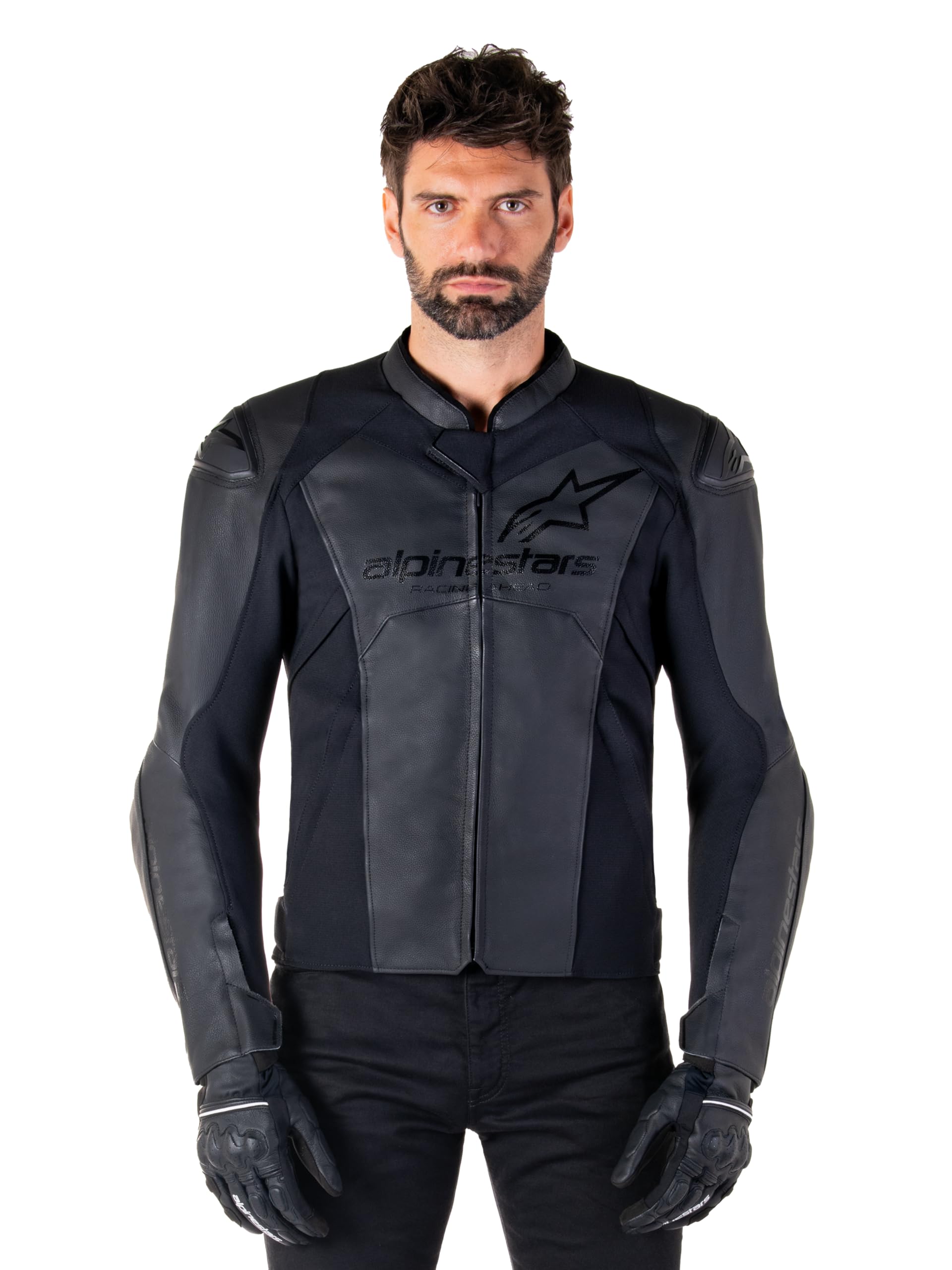 Alpinestars Unisex Black Faster V3 Leather Jacket Size: 56
