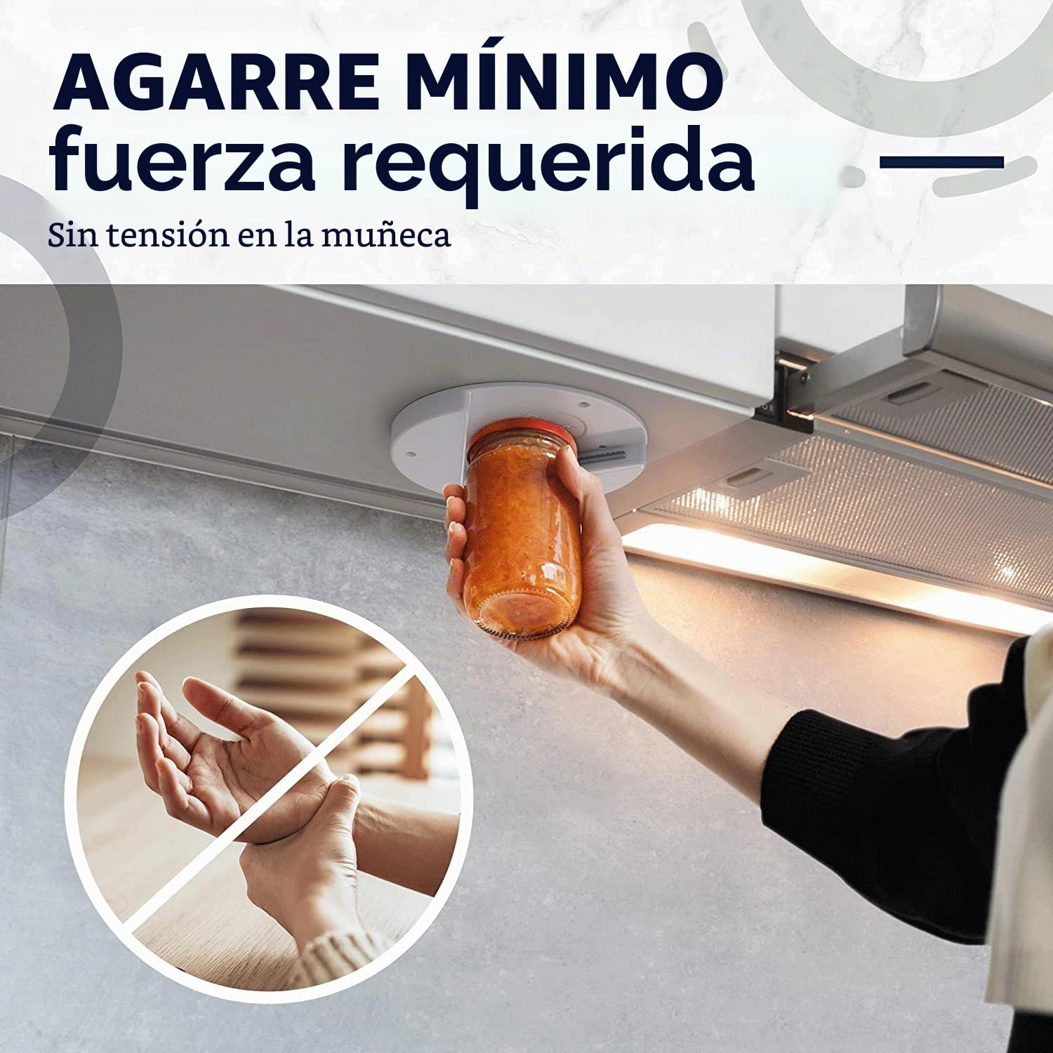EZ Off Jar Opener Para todos los tamaños de frasco, blanco, 1 unidad.