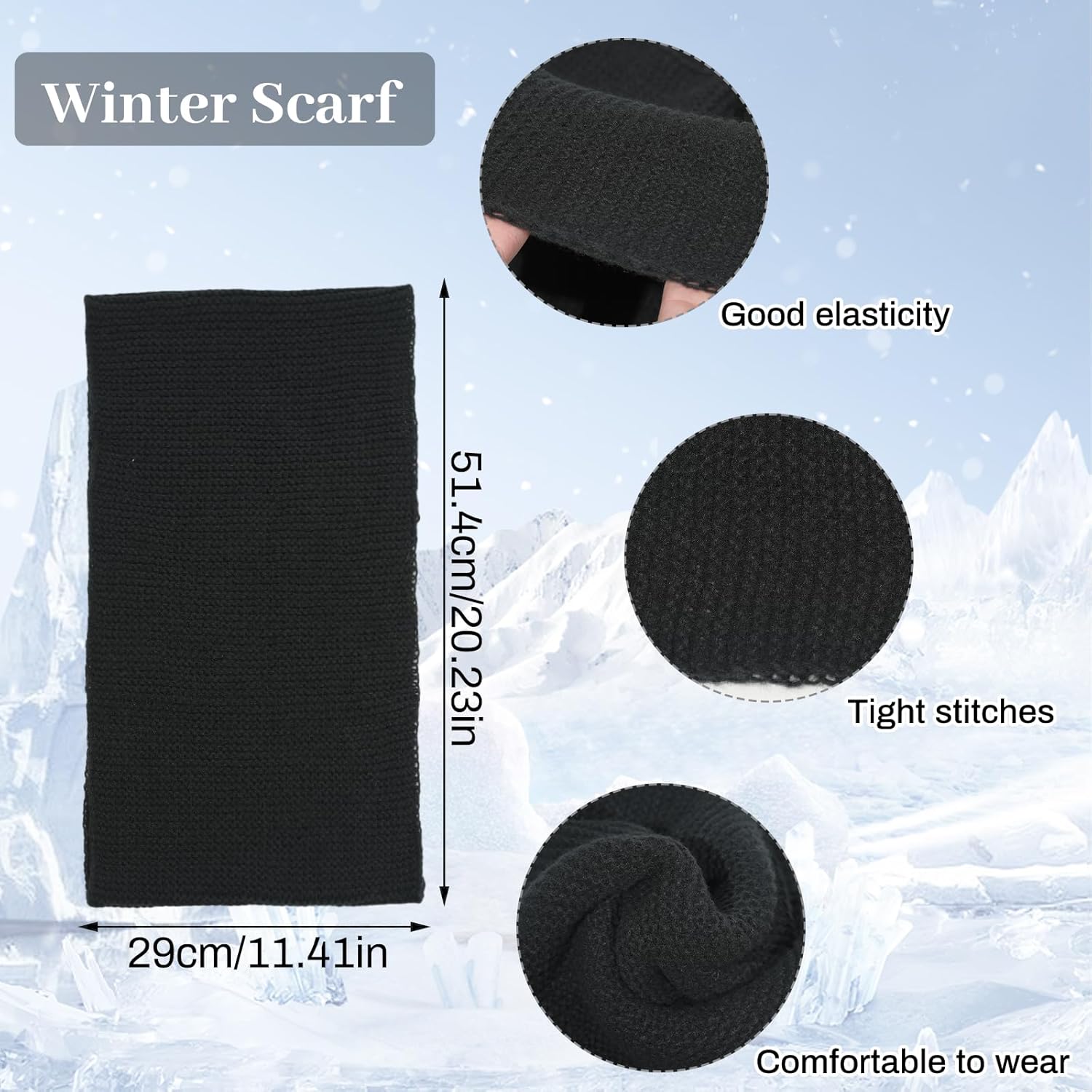 Women Winter Warm Set Black Furry Bucket Hat Knitted Scarf Touchscreen Gloves Fluffy Warm Winter Gifts for Women(Black) - Image 3