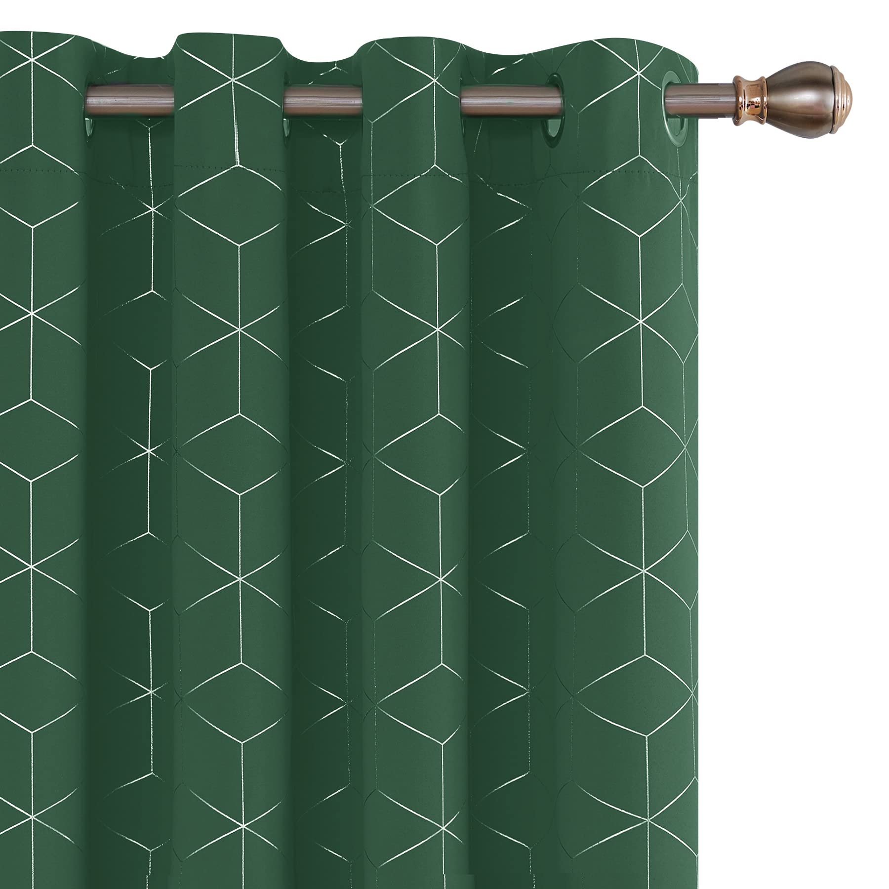 Deconovo Dark Forest Christmas Decorations Blackout Curtains, Eyelet Foil Printed Diamond Energy Saving Curtains For Living Room, 46 X 90 Inch(Width X Length), Two Panels