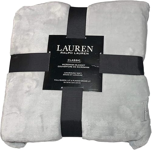 Lauren Ralph - Manta clásica gris claro para todas las estaciones, tamaño Queen de 90 x 90 pulgadas