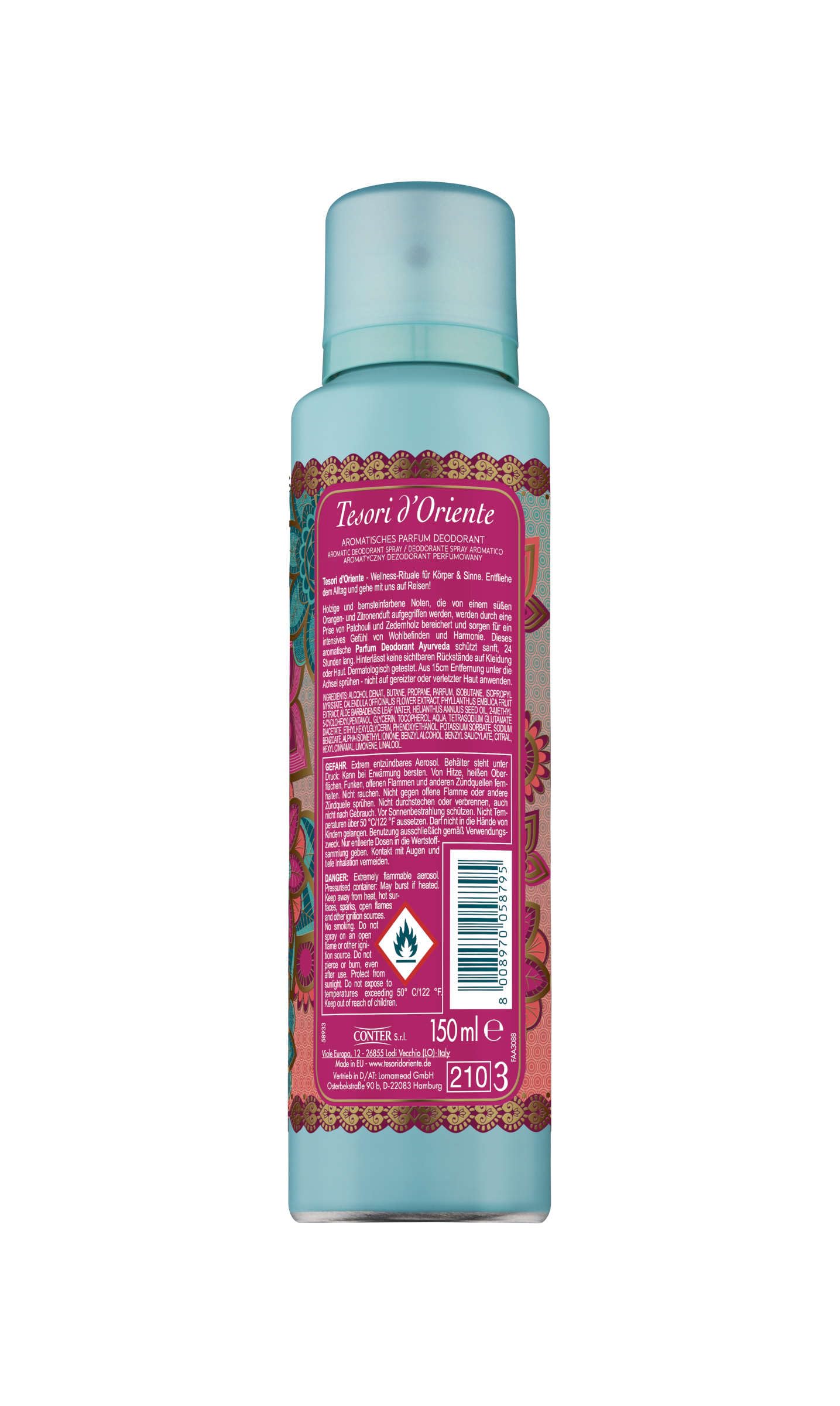Tesori d'Oriente Aromatisches Parfum Deodorant 'Ayurveda' 6 x 150 ml
