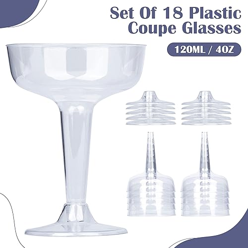 Miniatura 2 de ISKYBOB Juego de 18 vasos de plástico Coupé, copas de champán desechables, copas de cóctel de 4.1 fl oz  4 onzas, torre de champán transparente a