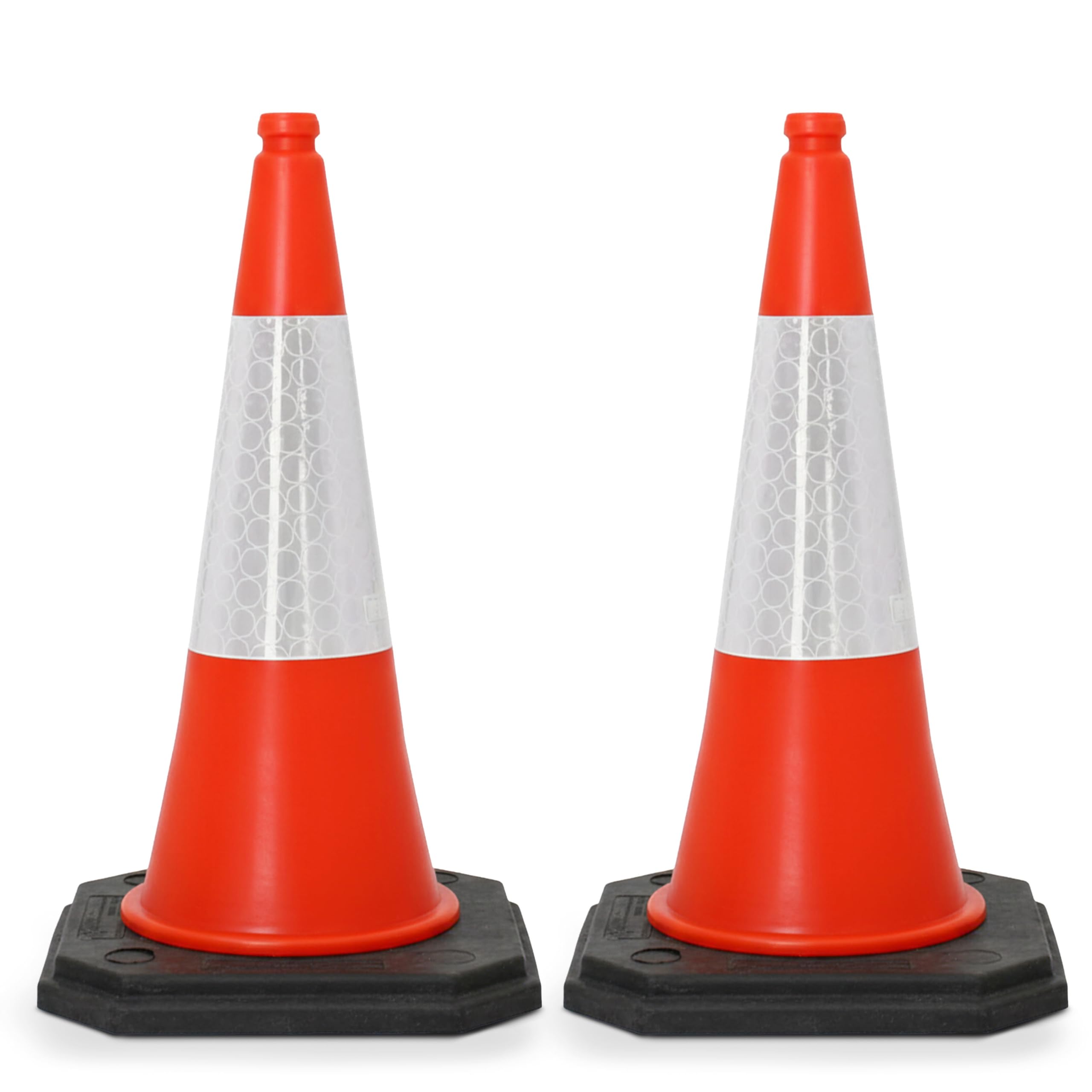 Street Solutions UK Orange Traffic Cones 750mm Pack of 2 - Heavy Duty Road Cones Large, Wind Resistant High Reflectivity No Parking Cones