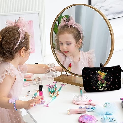 Miniatura 10 de Bolsa de maquillaje afroamericana para monedero, bolsas de cosméticos negras afro para mujer, regalo inspirador, pequeña bolsa de cosméticos