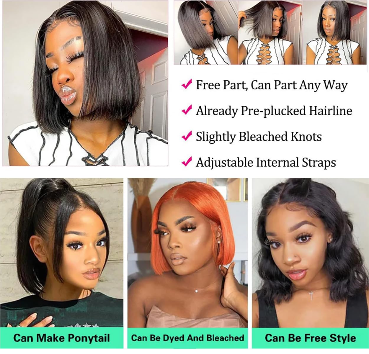 Amazon.com : Sogram 5x5 Bob Wig Human Hair (10 Inch 