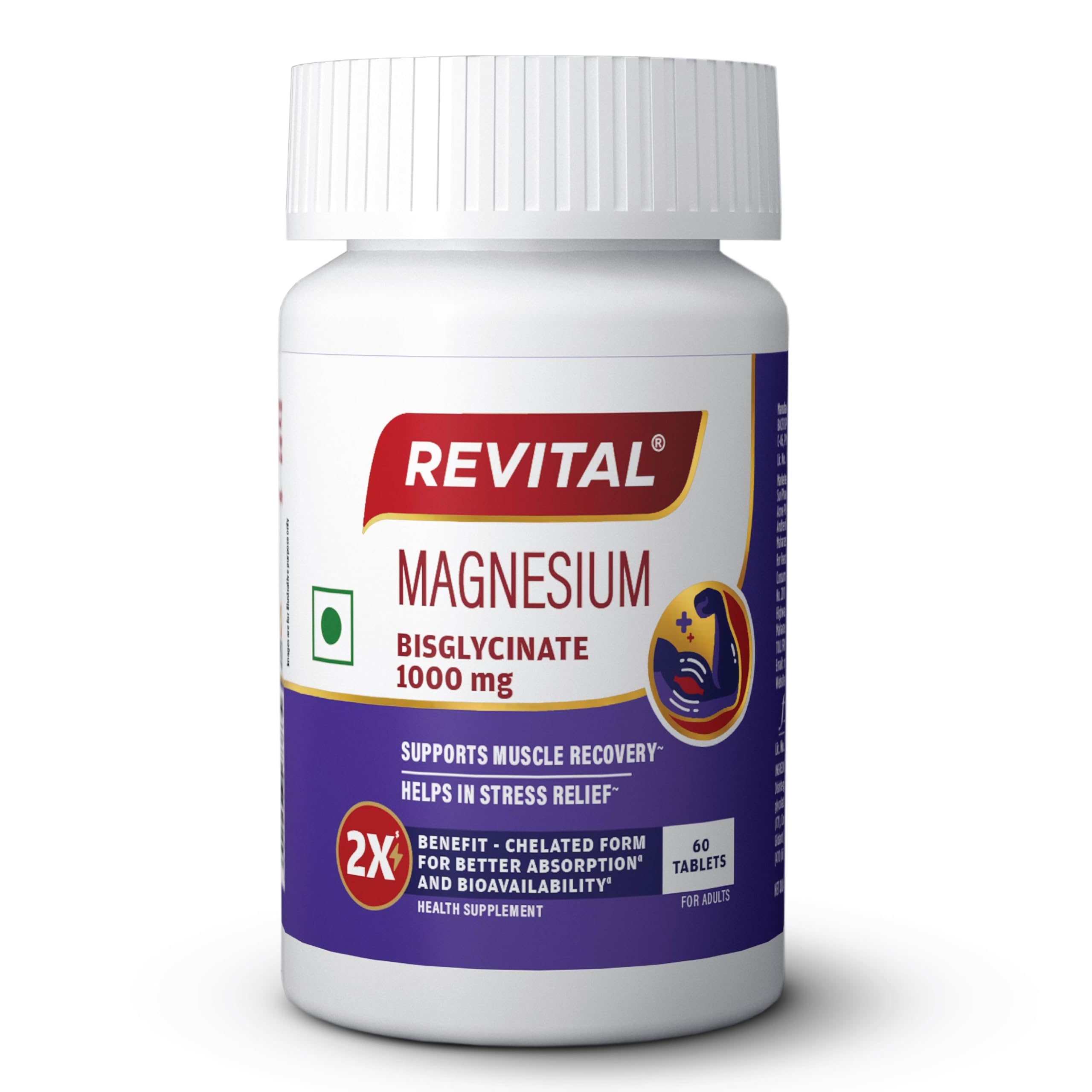 Revital Magnesium Bisglycinate | Chelated |100% RDA | 440mg Elemental Magnesium| 13% Higher Absorption| Scientifically crafted for both men & women | 2.5X Higher Bioavailability | Muscle Recovery & Stress Relief | Restful Sleep Support | 60 Tablets-image-15