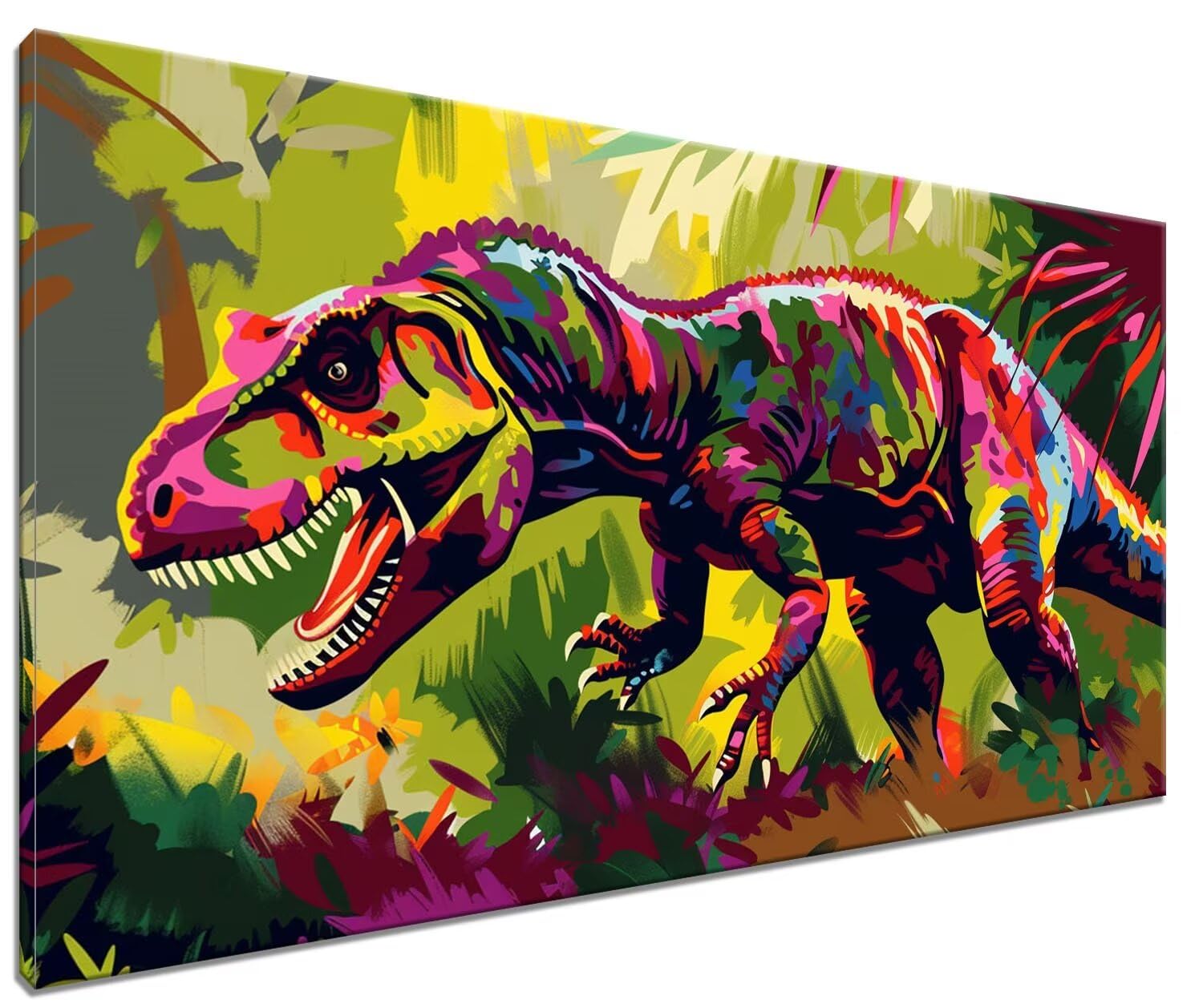 TANGFEIY Kits peinture par numéros un dinosaure géant Kits peinture à l' huile pour enfants débutants 3 pinceaux et peintures acryliques pour décoration murale la maison Cadeaux sans cadre (40x50cm