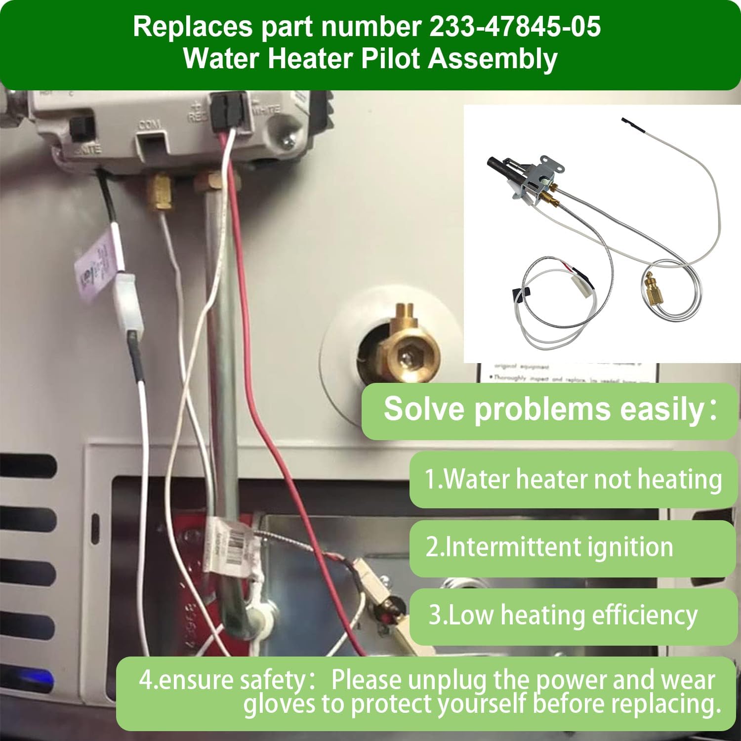 233-47845-05 Water Heater Pilot Assembly Compatible with Bradford White Water Heater,233-47845-05 Pilot Assembly Replace for 415-47845-05,233-47845-02A,233-47845-03