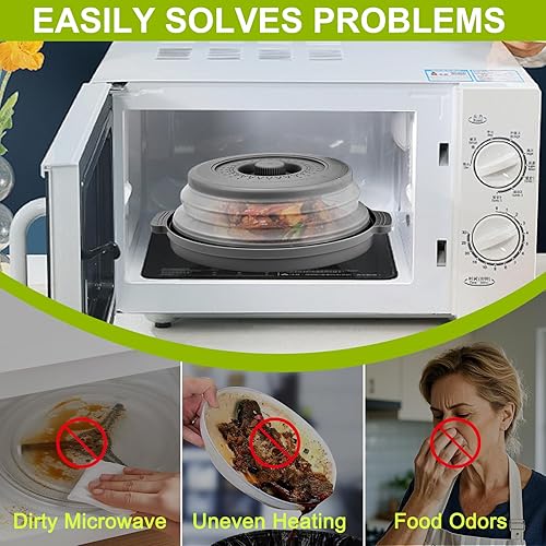 Miniatura 2 de Cubierta para salpicaduras de microondas y placa antiquemaduras, cubierta plegable de plástico y silicona para microondas para alimentos con