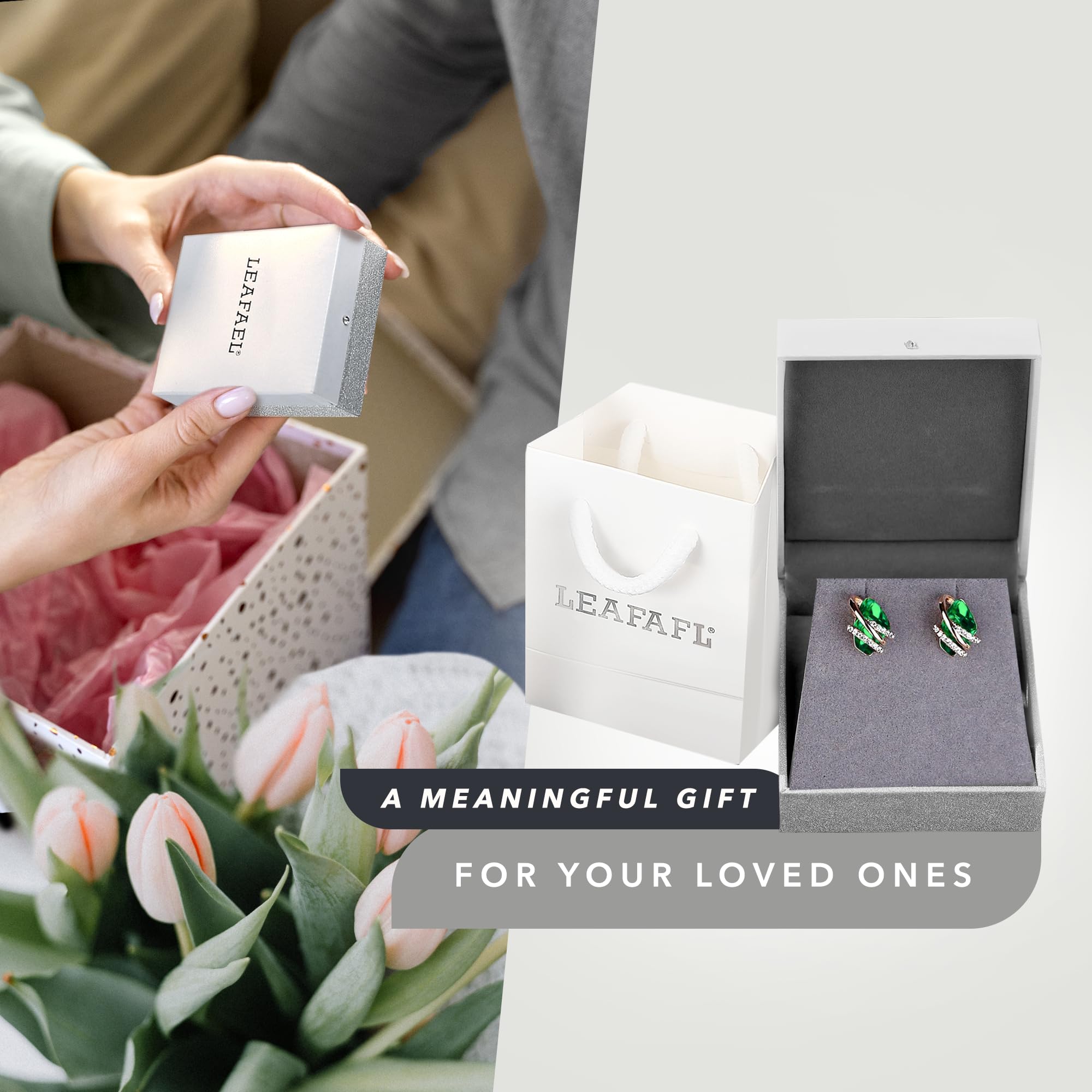 Leafael Życzenie Kolczyki z kamiennymi sztyftami i kryształami z kamieniami urodzeniowymi, pozłacane 18-karatowym różowym złotem lub w odcieniu srebra