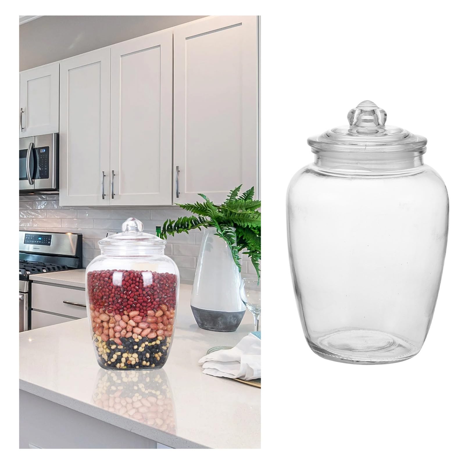 Didiseaon Contenedor de Vidrio Transparente de 2200ml Cierre Hermético, Tarro de Almacenamiento para Alimentos, Recipiente Sellado Multifuncional Adecuado para Cocina y Conservación