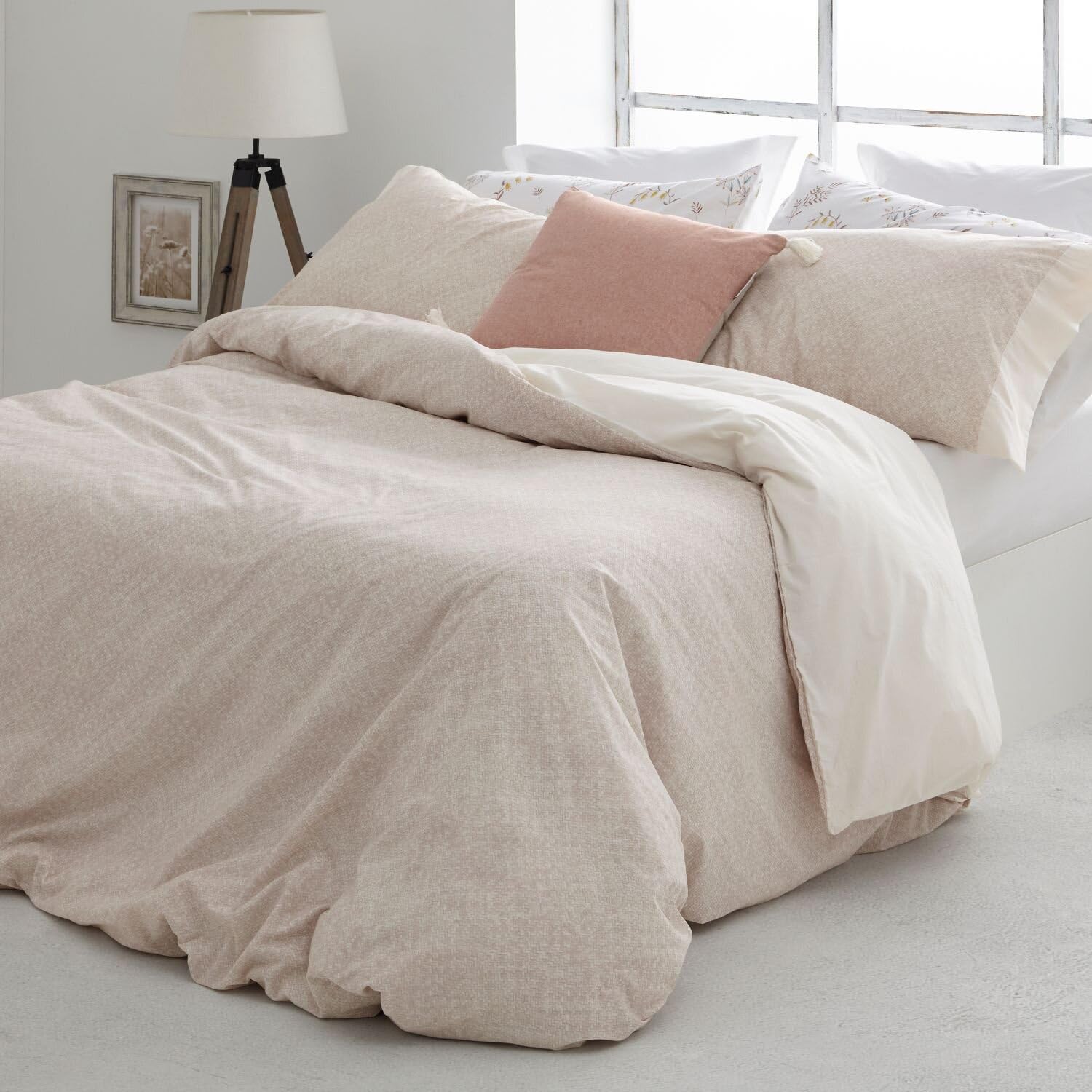 Burrito Blanco | Fundas nórdicas Estampadas | Cama de 180cm (+Medidas Disponibles) | Poliéster 50% Algodón 50% | Diseño 042 | Color Mimbre (180x190/200cm)