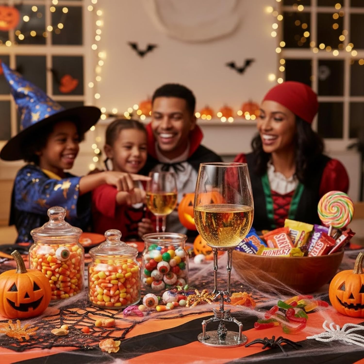 Khen Skeleton Wine Glasses Set of 2 13oz – Gothic Skeletons Stem Goblets for Party, Horror Décor, or Barware – Spooky Skull Wine Glasses for Adults, Gothic Dining & Collectible Tableware Skull - Image 9