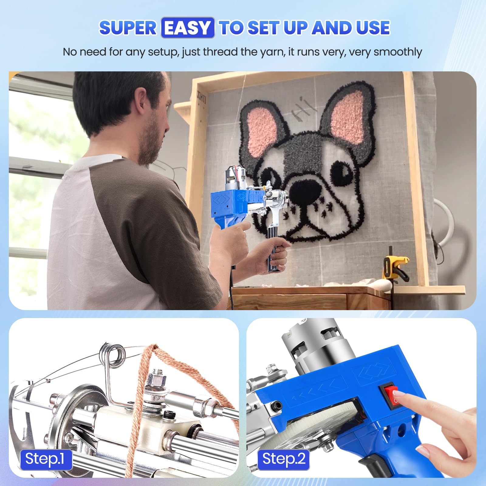 Riiai Tufting Gun Starter-Kit für, Tufting Pistole mit Teppichschneider, Teppichherstellungsset, Teppichpistole für Schnittflor und Schleifenflor, Teppichschneider für Skulpturen