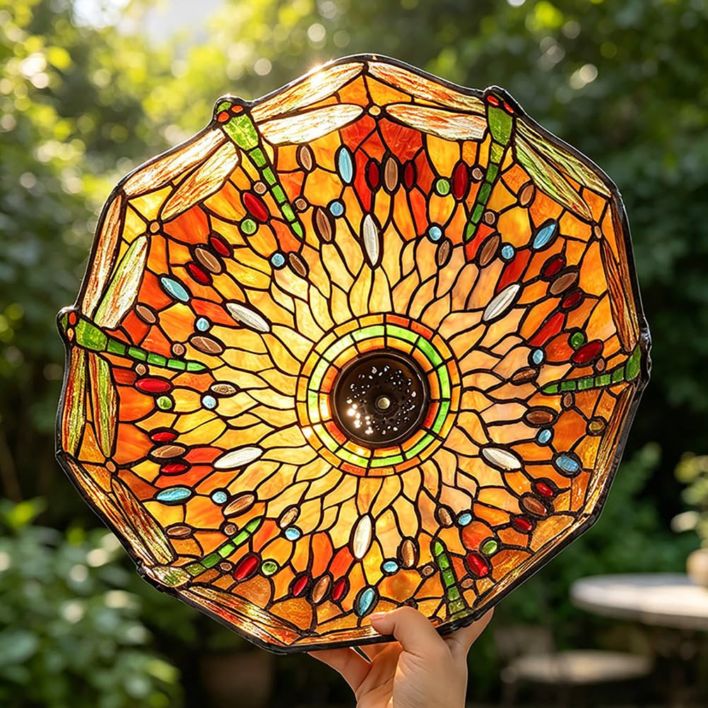 Tiffany Style Orange Glass Dragonfly Lampshade Replacement for Table Lamp