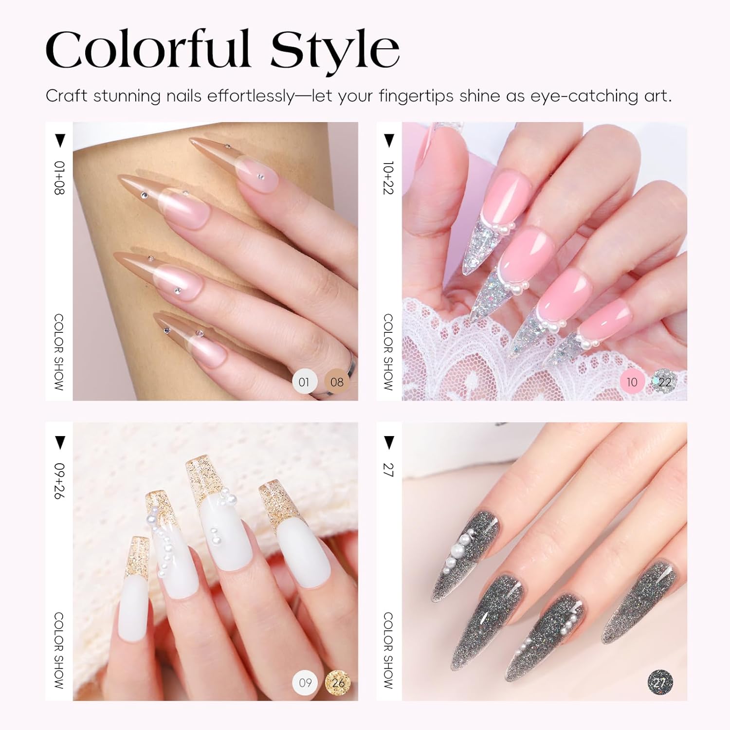 COSCELIA 67PC Two-Type Gel Nail Polish Kit with U V Light, 25pcs Gel Polish with 15 Colors Poly Extension Gels for Beginners with Everything Glitter Decorations French Manicure Gifts for Women