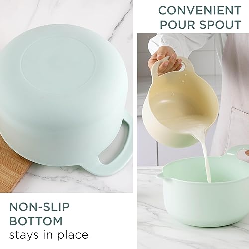 Vista 152 de COOK WITH COLOR Nesting - Juego de cuencos de plástico para mezclar con boquillas y asas, color rosa, 4 piezas antideslizantes