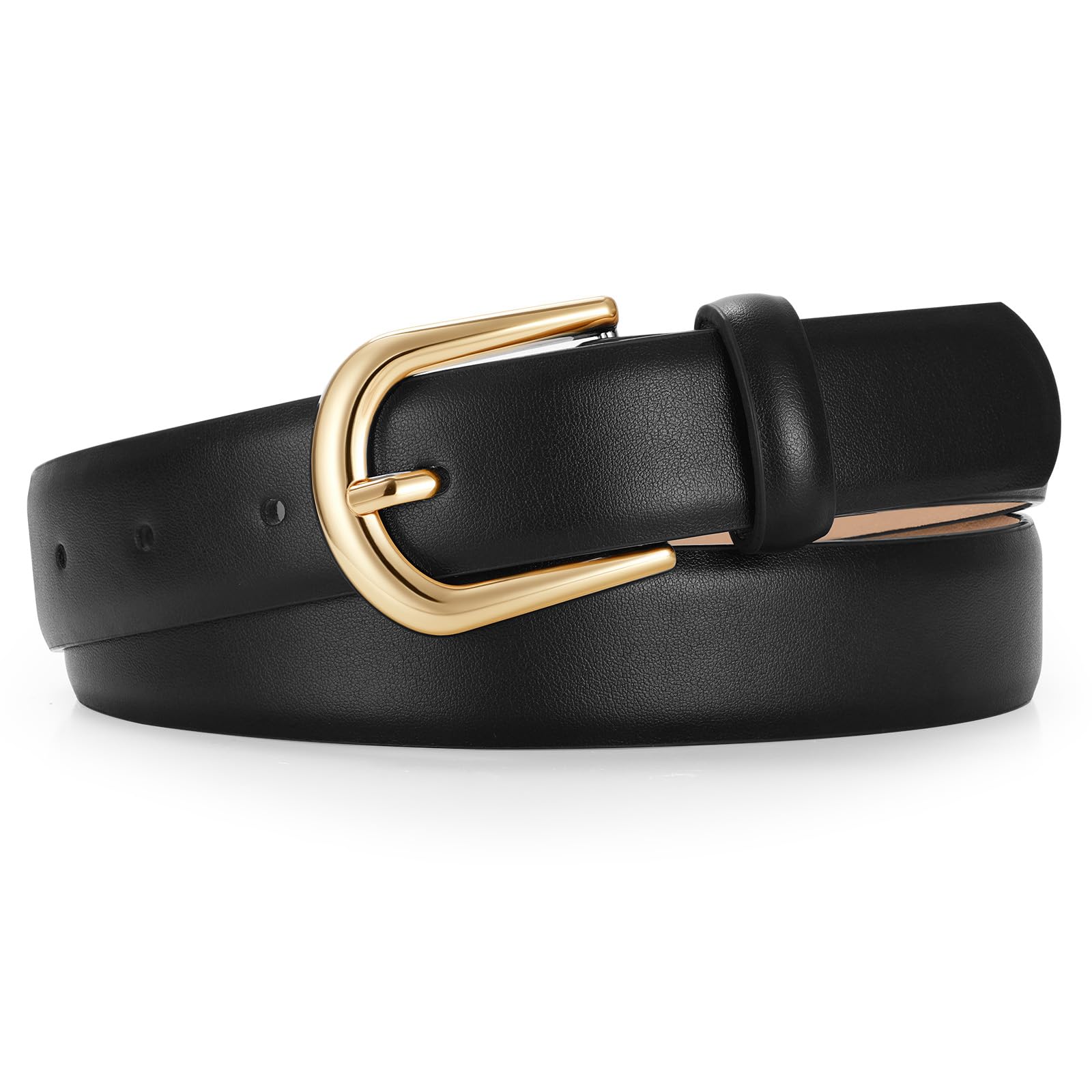 JASGOOD Leather Belt Women Belts for Jean Pants with Gold Buckle Fashion Ladies Waist Belt