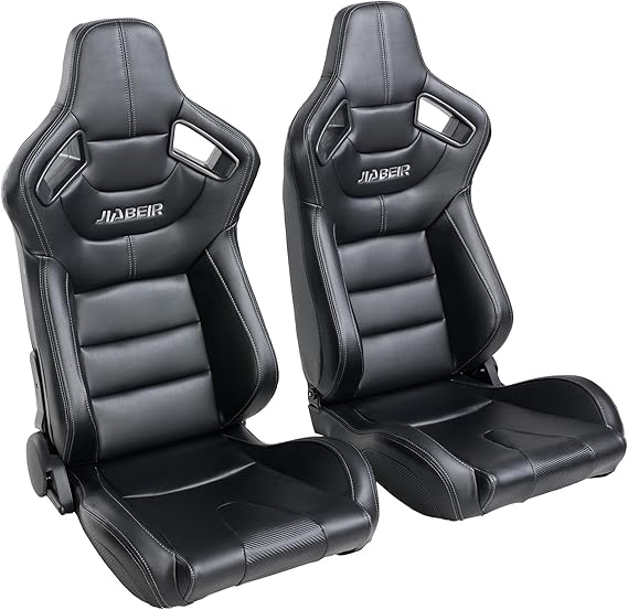 Universal Racing Seats for Cars, 1 Pair Race Car Seats with Dual Lock Sliders, Black