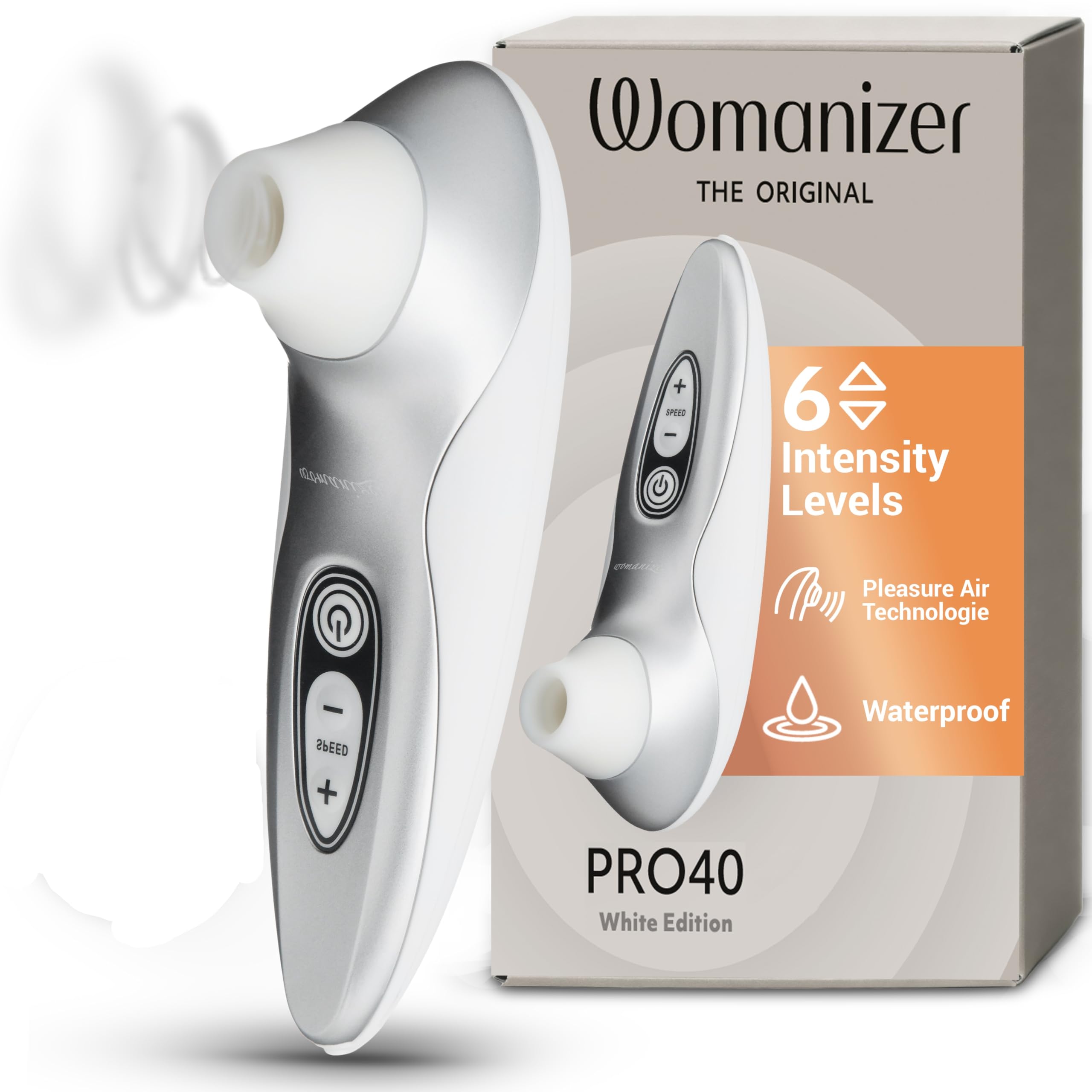 Womanizer Pro40 Succionador de clítoris - Estimulador de clítoris femenino con 6 niveles de intensidad - Succionador mujer sumergible - Vibrador recargable para mujeres y para parejas