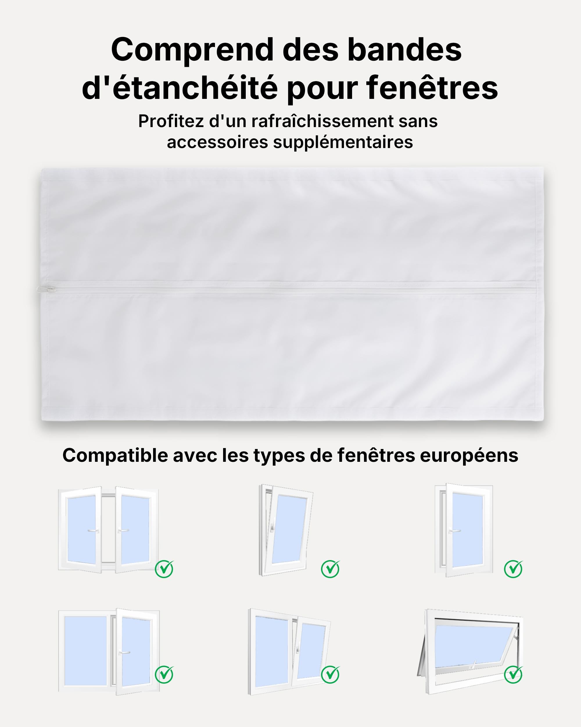 Climatiseur Mobile 7000 BTU, 3-en-1 Écoénergétique Climatiseur Portable, Kit Fenêtre Inclus, Contrôle Via Application/Télécommande, Silencieux <48 dB, Minuterie 24 H, Idéal Pour Pièces Jusqu’à 20 m²