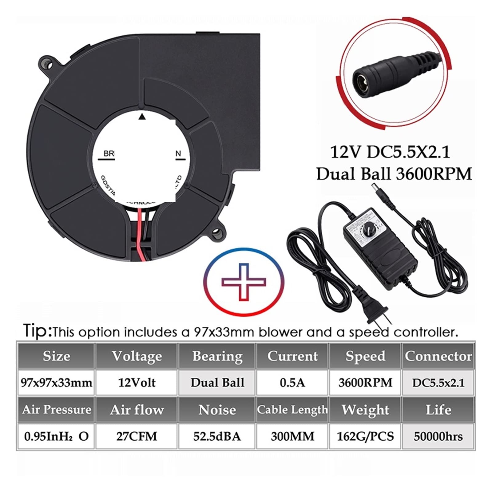 Komercyjna dmuchawa powietrza odśrodkowa turbo dmuchawa odśrodkowa wentylator wyciągowy pyłu Adapter suszarki podłogowej Radialna turbo chłodnica(Fan with Controller,2Pcs fans)
