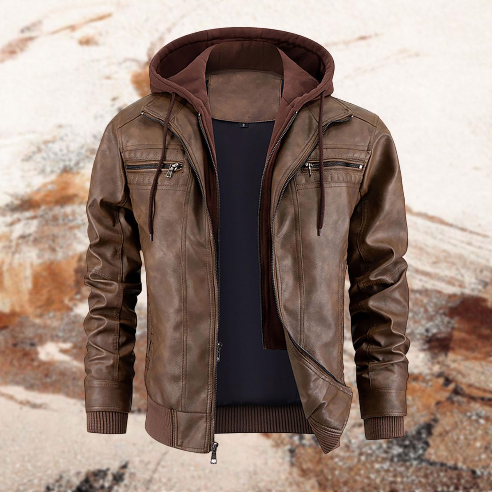 Chaqueta cortavientos con capucha para hombre, ligera, informal, de temporada, de piel sintética con construcción cómoda para caminar, senderismo, viajes, viajes y capas de clima suave