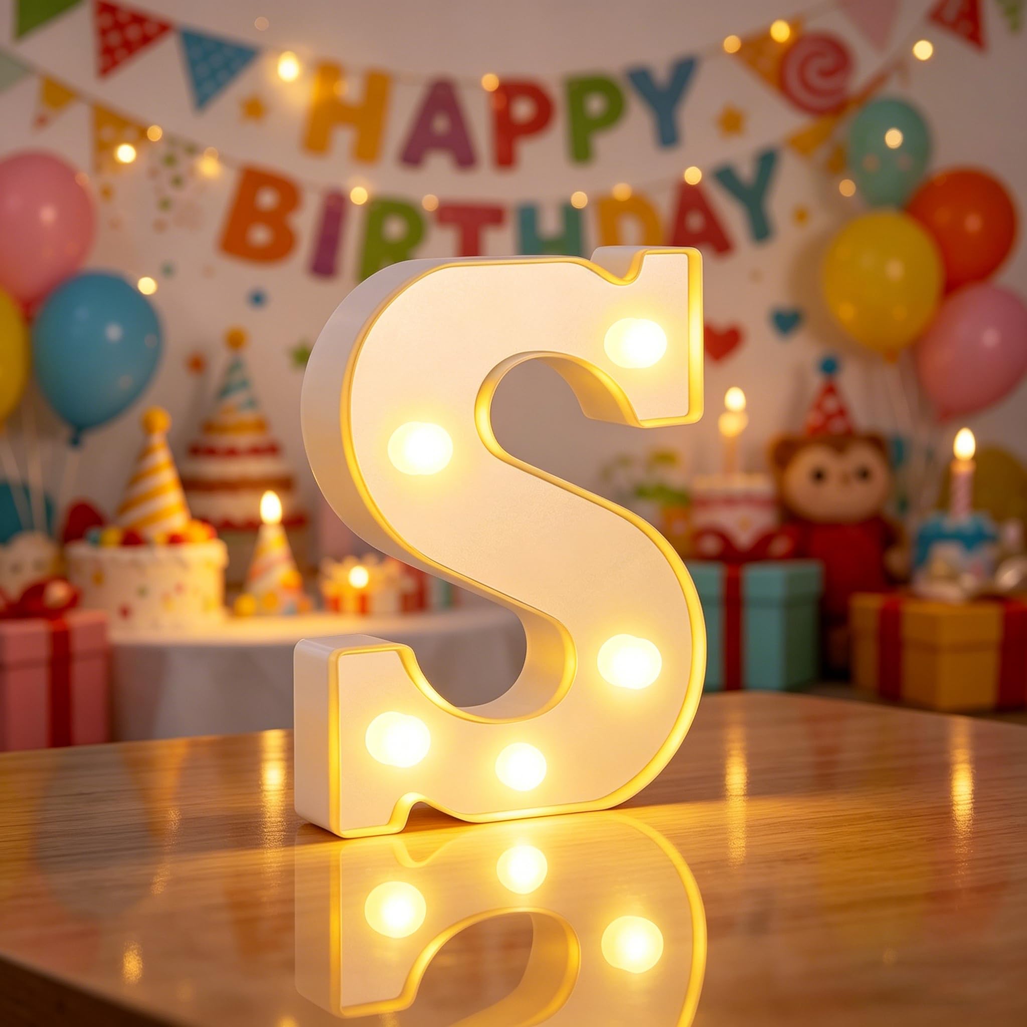 Light up Letters S, 6.3in LED Marquee Letter Lights for Girls Bedroom Accessories, Alphabet Sign Gifts for Girl Women, Birthday Lights for Valentine Party Birthday Decorations (S)