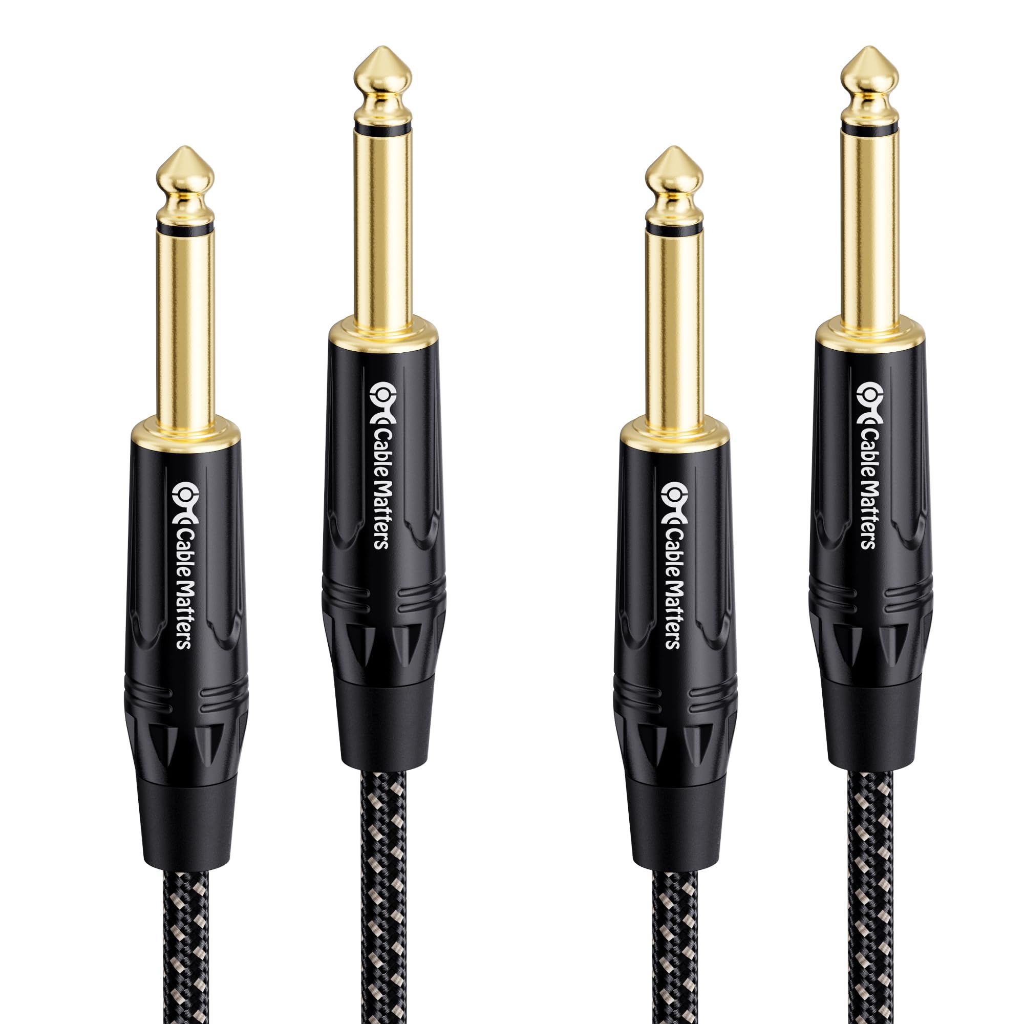 Cable Matters 2-Pack Braided 1/4 Inch TS to TS Electric Guitar Cable - 10ft, Guitar Cord/GuitarAmp Cord/Instrument Cable for ElectricGuitar, Mandolin,