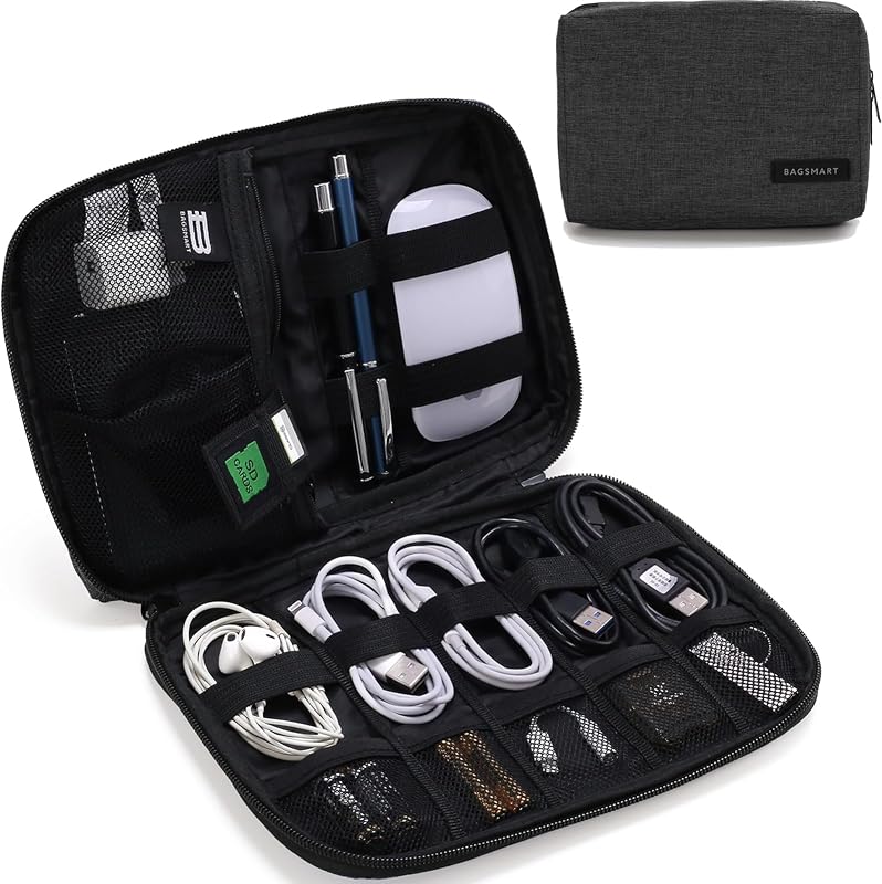Travel Electronics Organizer, Phone SD Card, Men Women, Black | Travel Cord Organizer, For Travel Essentials, Cable Organizer for Phone & SD Card, For Men & Women