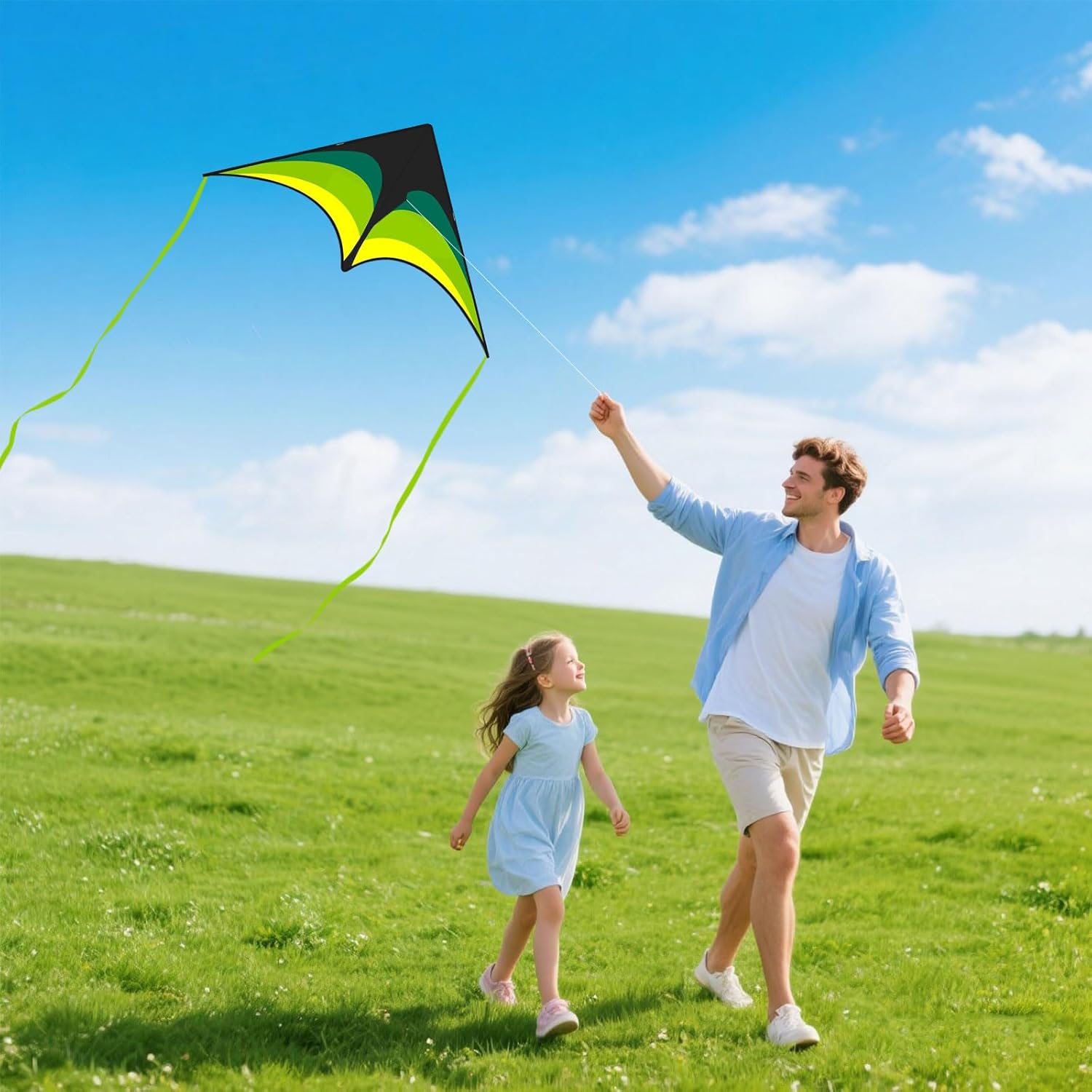Mint's Colorful Life Delta Kite for Kids & Adults, Extremely Easy to Fly Kite for Beach Trip, Best Kites for Beginners, 300ft String Handle Included