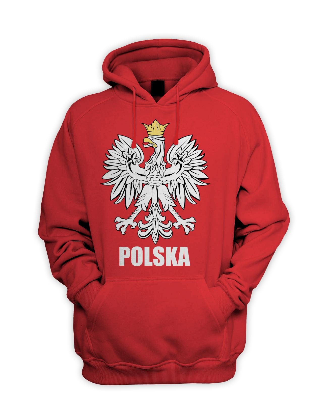 Tribal T-Shirts Mens Polish Eagle Polska Flag Hoody (Large, Red)
