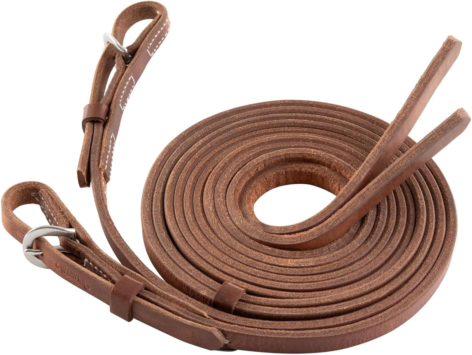 5/8" X 8' Oiled Premium Leather Horse Harness Reins – Durable Western Riding & Driving Reins – Heavy Duty Equestrian Tack for Training, Ranch Work & Competition Brown 002