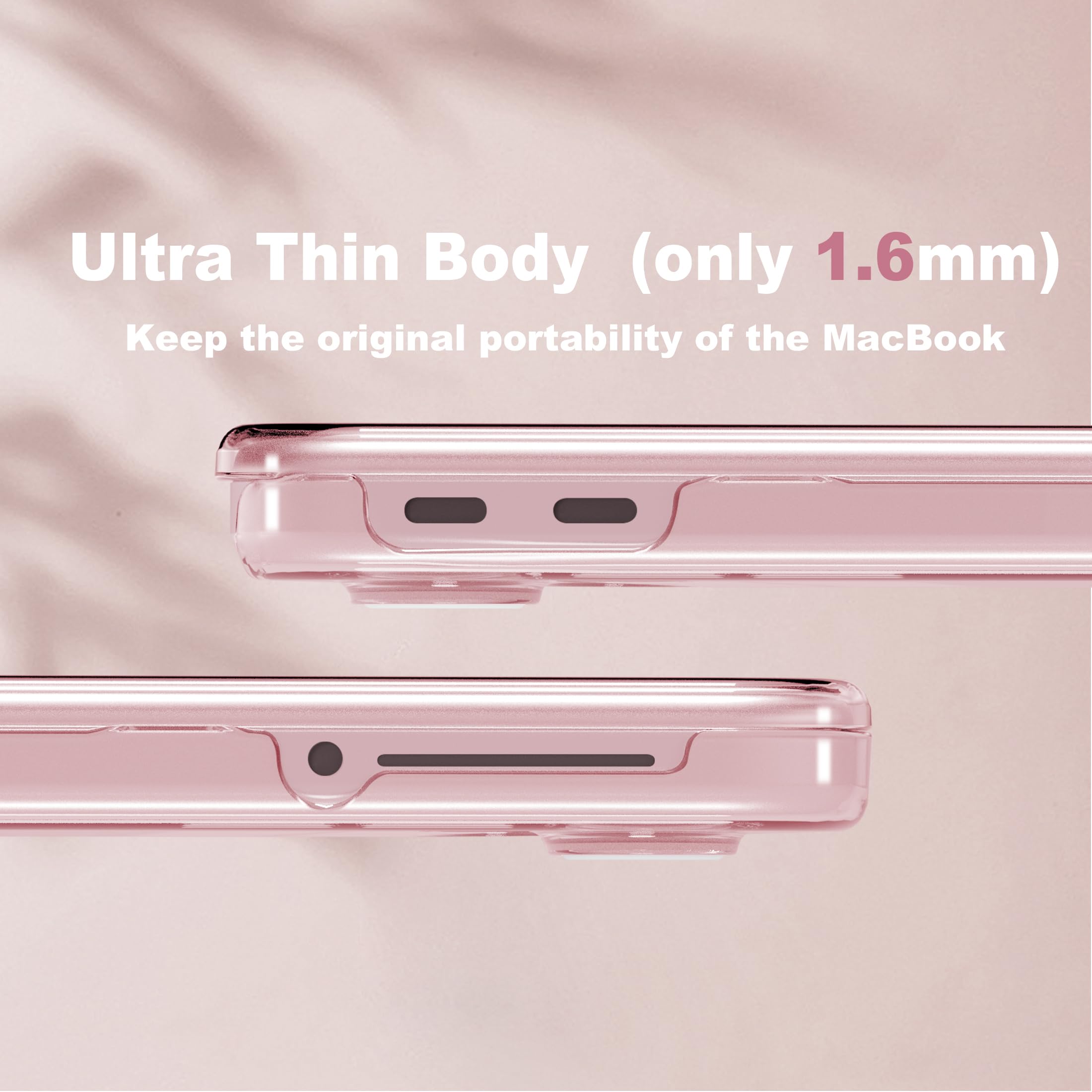 CISSOOK Coque de protection en plastique rigide pour MacBook Neo 13" A3404 avec protecteur de clavier, protecteur d'écran et adaptateur USB C Motif cœur et pois Rose