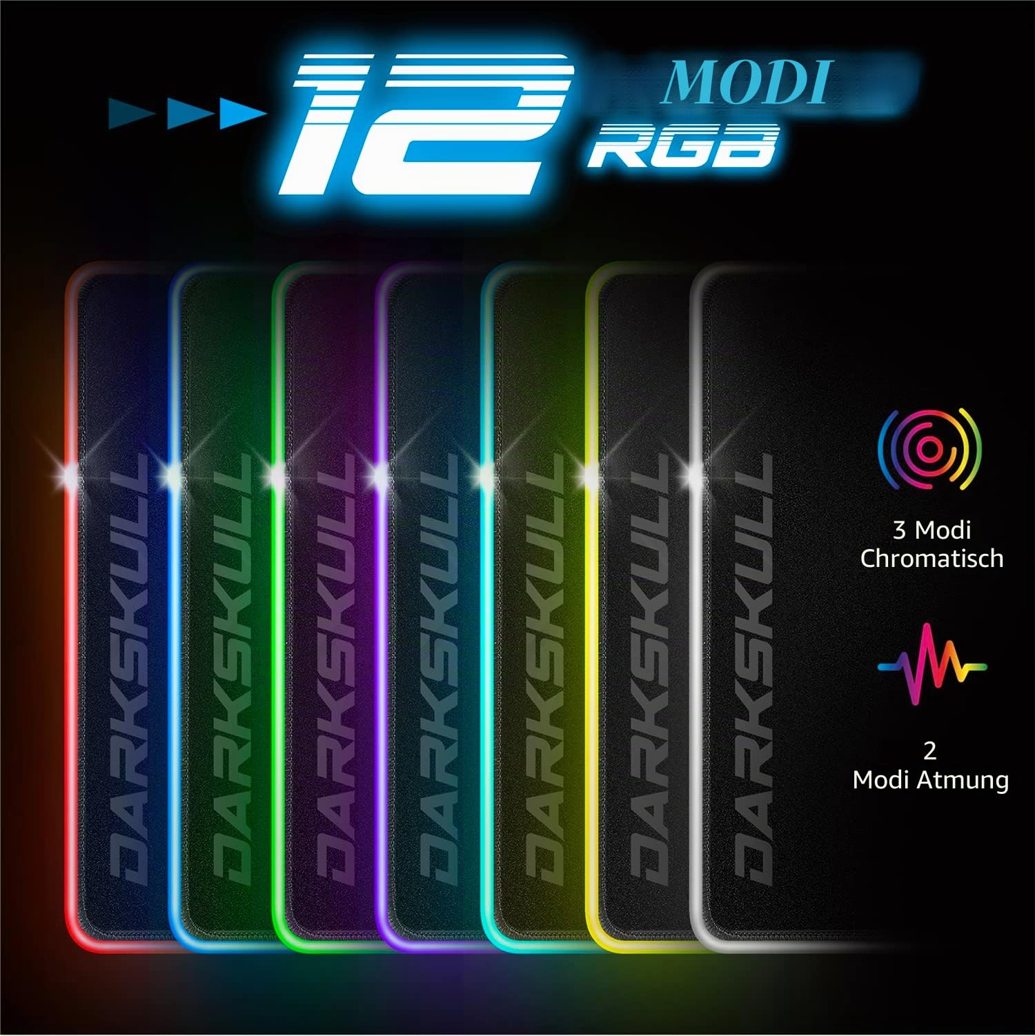 Großes Gaming Mauspad RGB XXXL (900x400 mm) + Hub mit 4 USB Ports inklusive | 12 Hintergrundbeleuchtungsmodi | Rutschfester Gummi Boden | Beleuchtetes LED Ergonomisches Gaming Mouse pad für PC