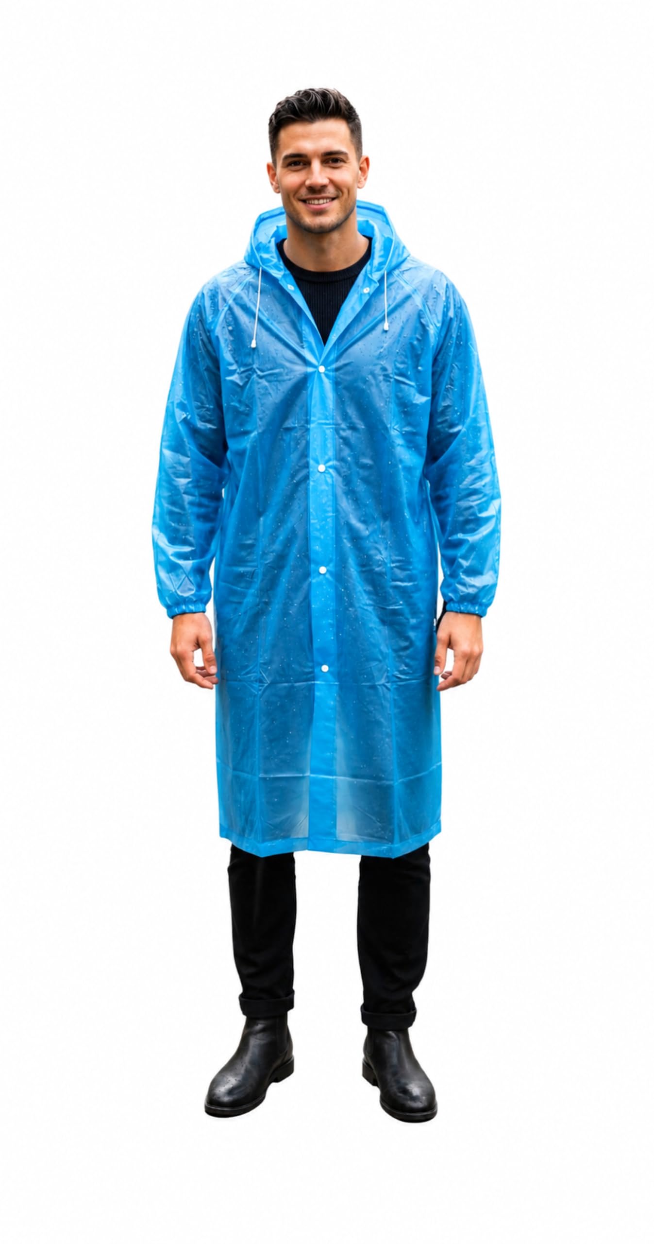 Unisex Full-Length Hooded Waterproof Raincoat, Grey-image-48