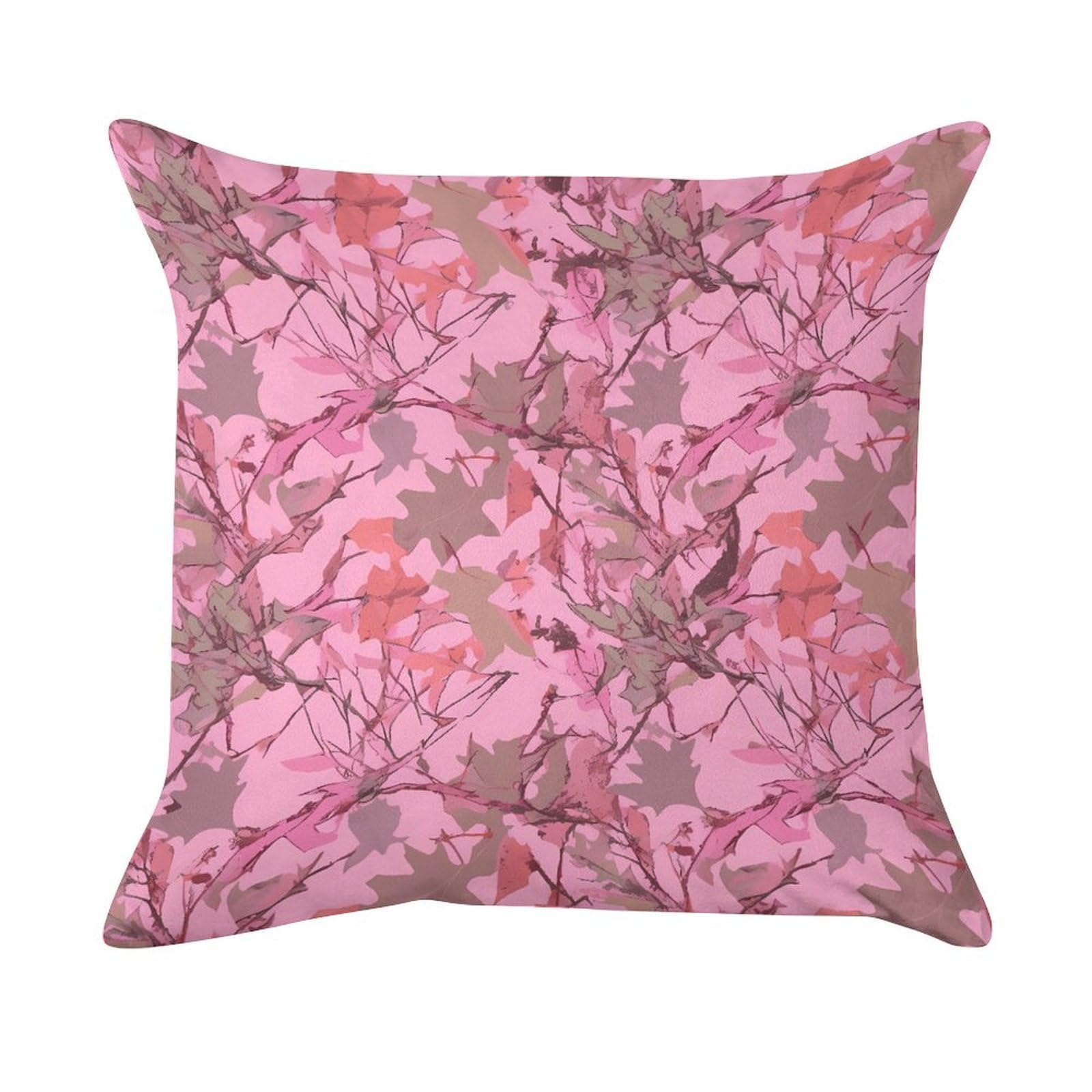 VstaDank Pink Leaves Camo Pillow Covers Super Soft Pillow Cases Square Throw Pillowcase Decorative Luxury Cushion Cases Velvet Lumbar Pillow Shells with Zipper for All Seasons