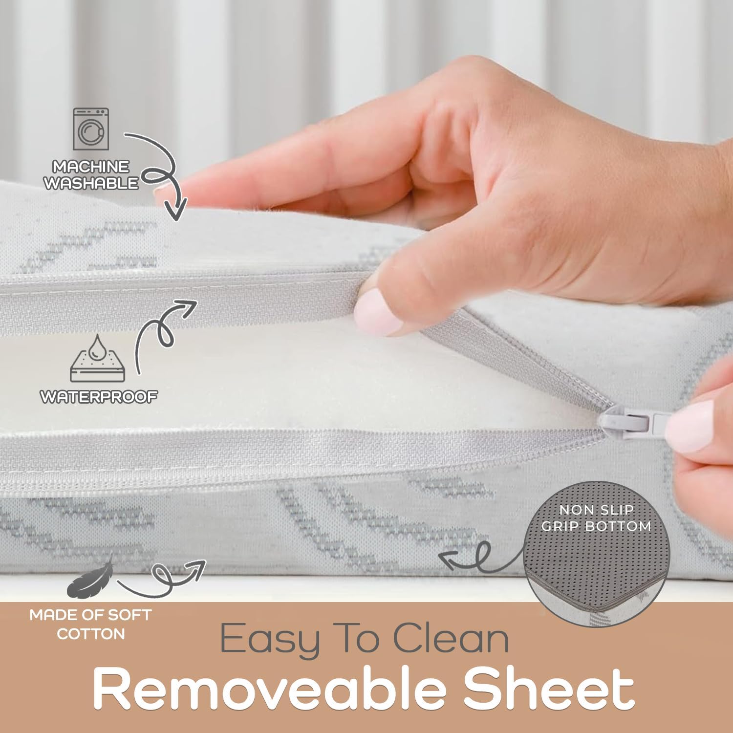 Waterproof Pack and Play Mattress Topper - 38" x 26" | Trifold Style - Breathable Soft Plush Foam - Portable Playard Mattress Topper- Baby Foam Playpen Mattresses for Babies - Boho Rainbow Design