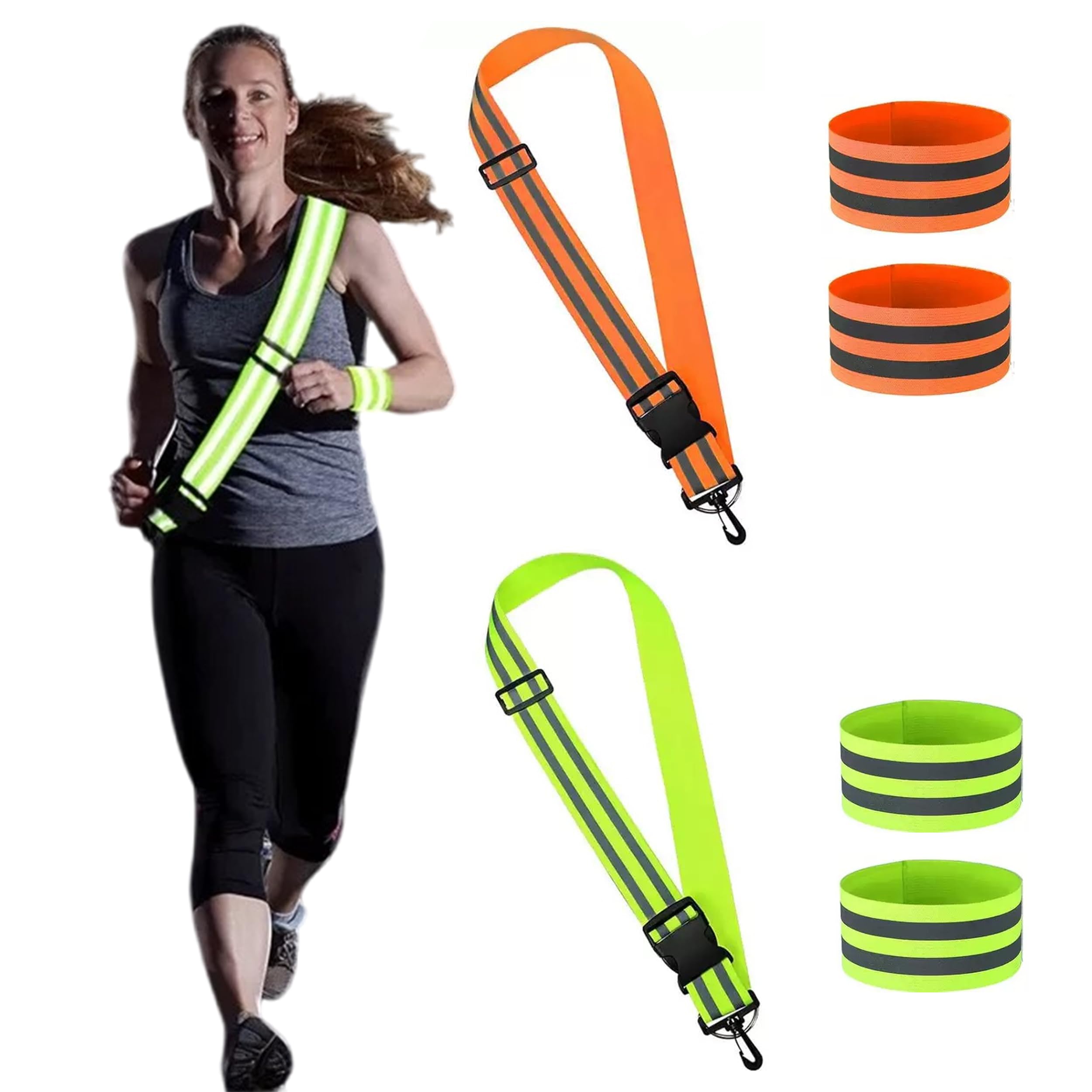 6Pcs Reflective Bands Set, Safety Shoulder Straps Reflective Running Gear