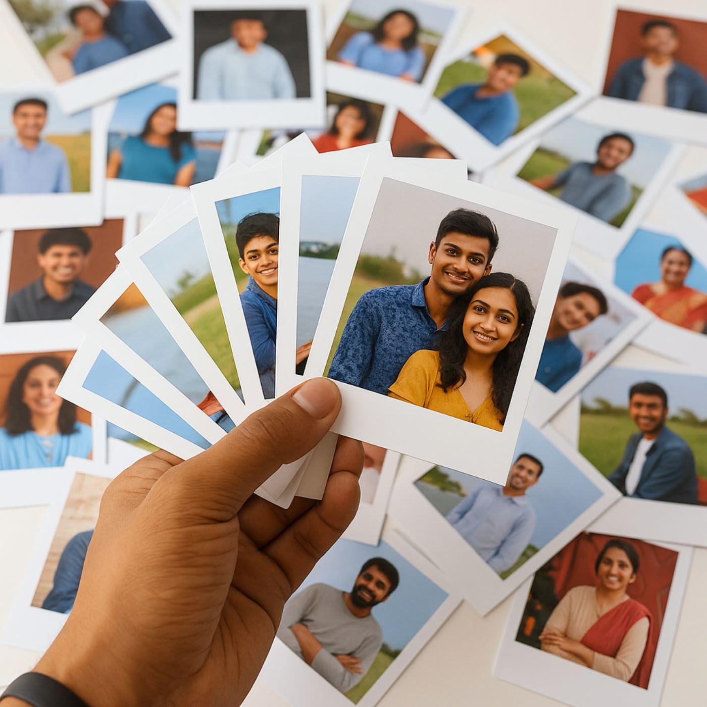 Brandian 20 Customised Mini Photo Prints Make Every Gift Special with Custom Photos Emojis and Text Multicolor 4 x 3 Inches White (Pack of 20)